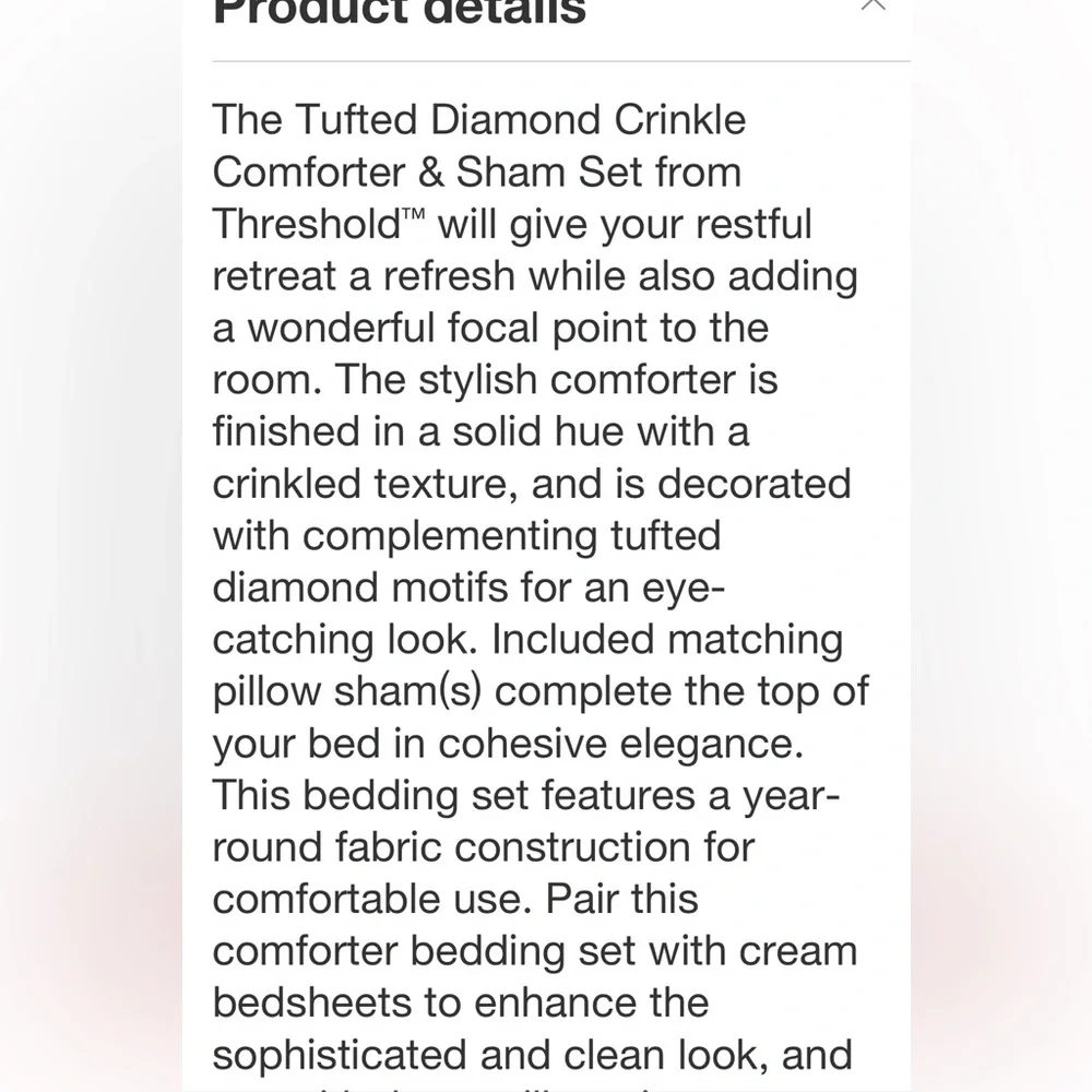 THRESHOLD NWT tufted diamond crinkle comforter and sham set -dark gold -queen